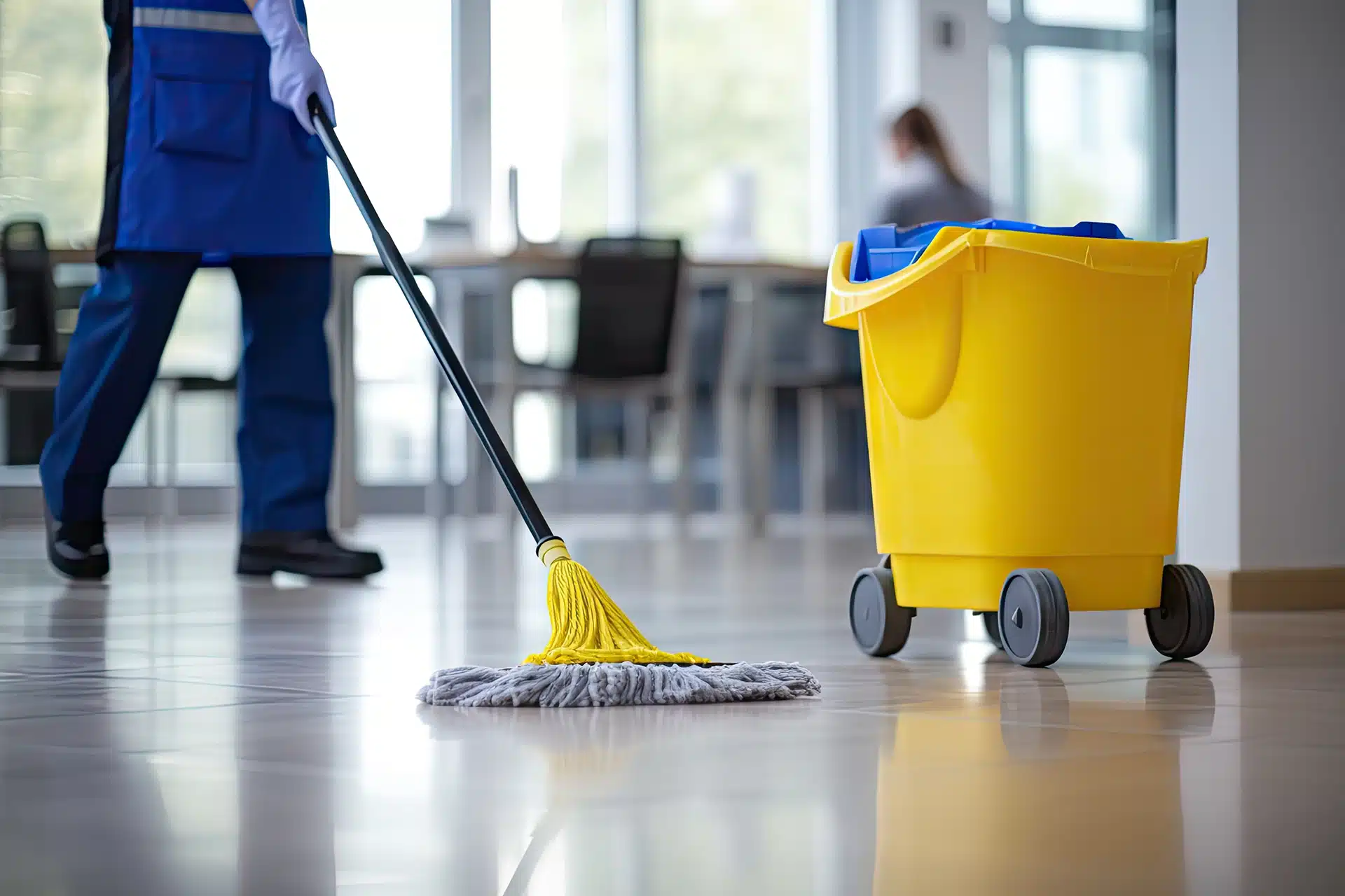 person mopping floor